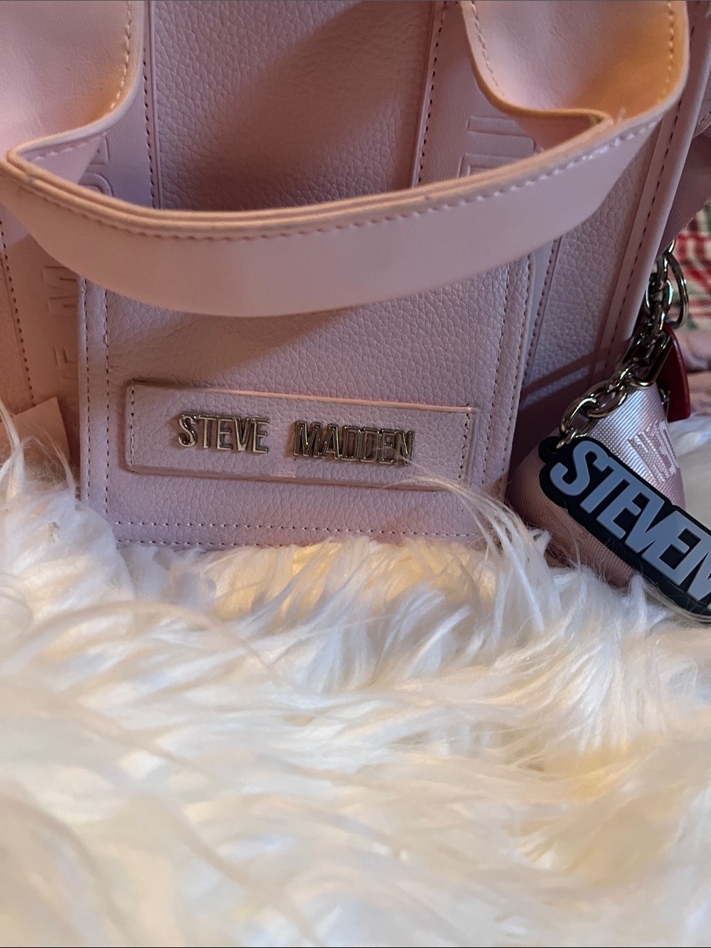 Steve Madden Blush Pink Structured Tote with Logo Plaque and wallet